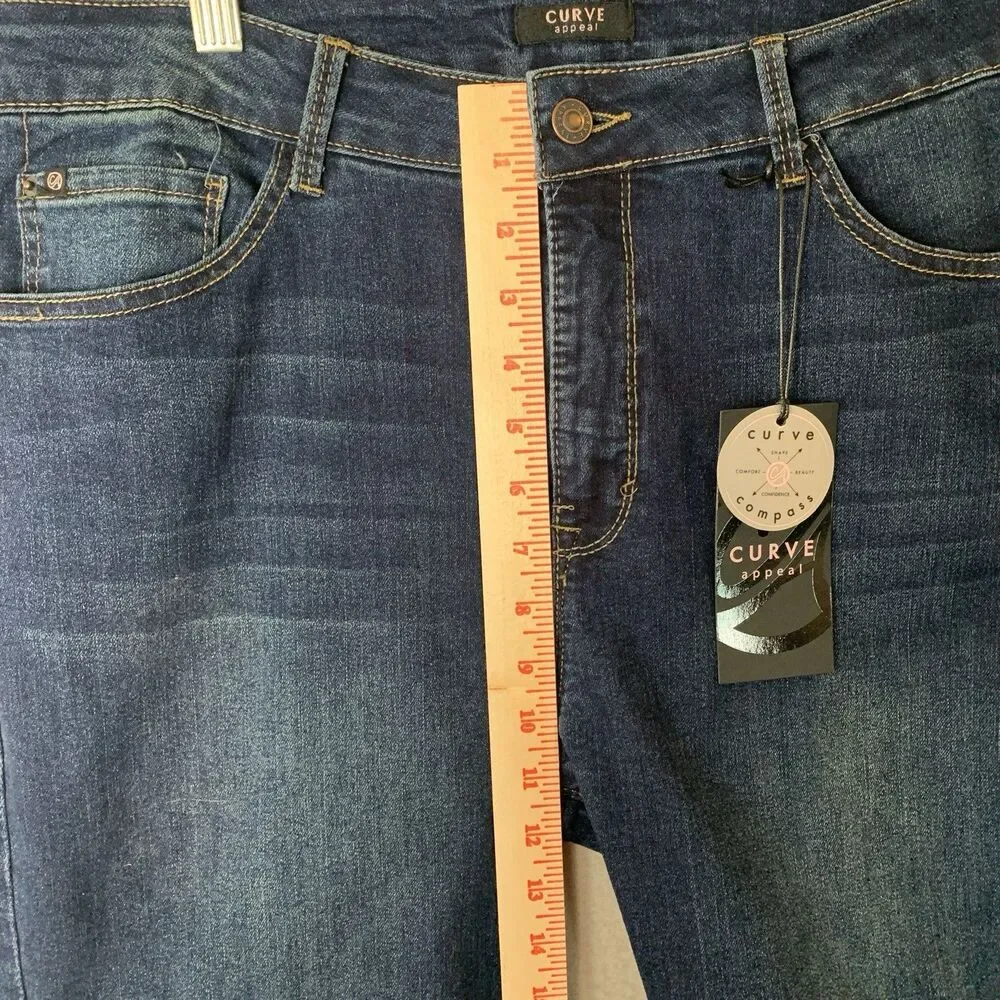 Curve Appeal Jeans Women 14 Blue Straight Leg Momcore Preppy Casual NWT - Picture 8 of 9
